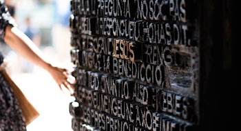 person touching wall