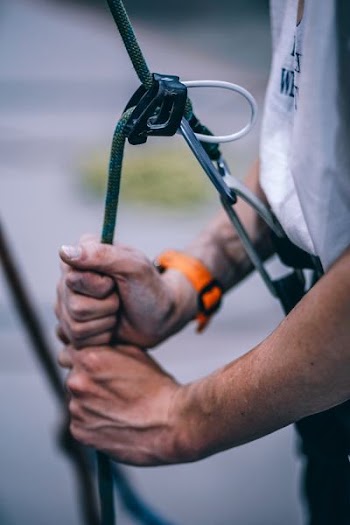 person using safety harness
