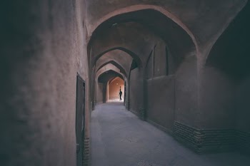 person walking on hallway