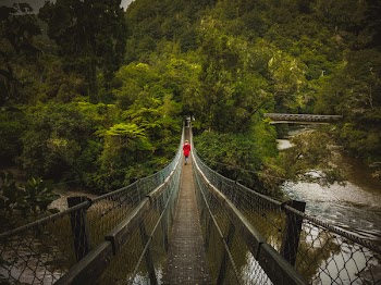 Person Walking on Hanging Bridges