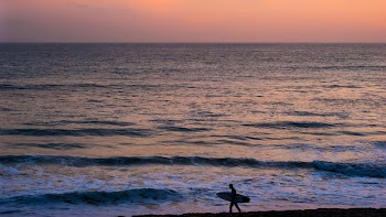 Person Walking on Seashore