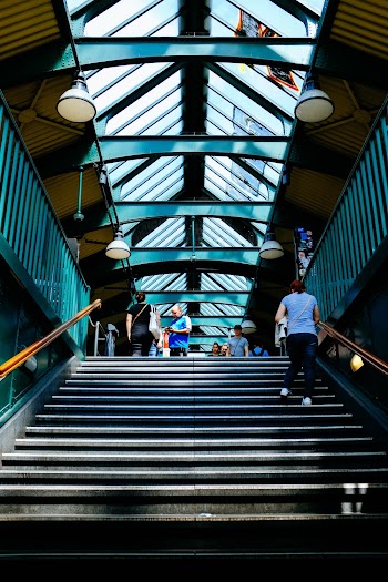 Person Walking on Stairs