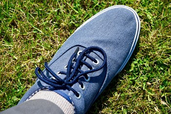 Person Wearing Blue Low-top Sneaker
