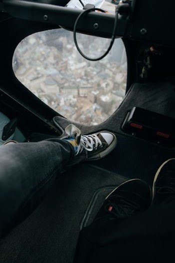 person wearing blue pants and shoes