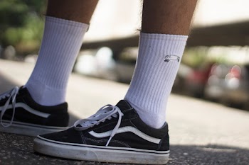 Person Wearing Pair Of Black Vans Sneakers