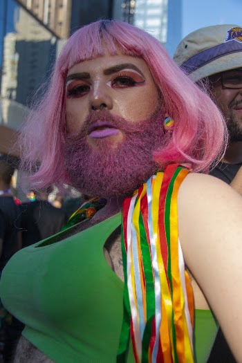 Person Wearing Pink Wig