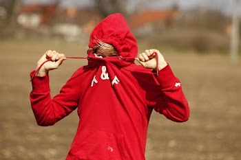 Person Wearing Red A&amp;f Pullover Hoodie