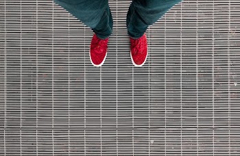 person wearing red shoes