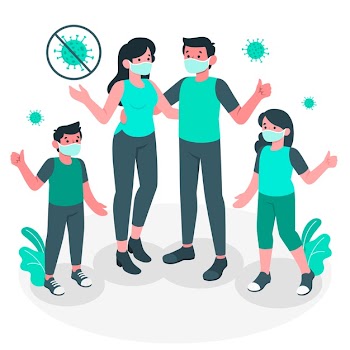 Person with medical mask concept illustration Free Vector