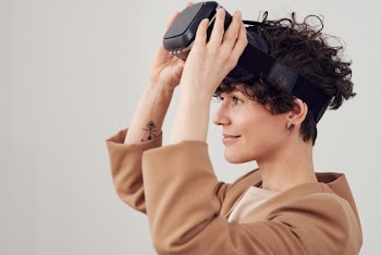 Person With VR Goggles On Head