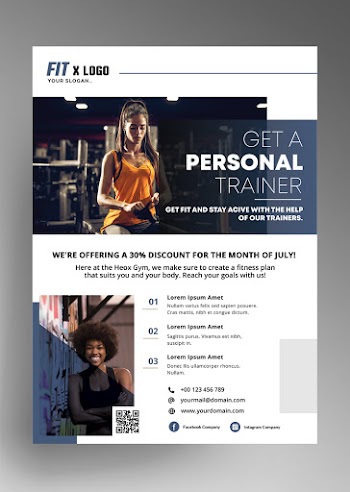 Personal Trainer Free Fitness PSD Flyer Template