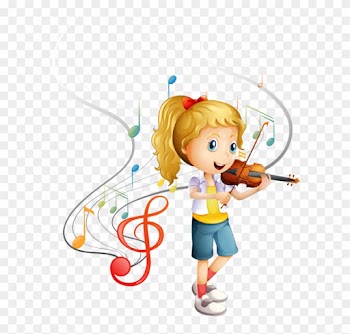 Personnages, Illustration, Individu, Personne, Gens - Little Girl Playing Piano Cartoon