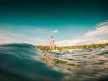 persons standing on surfboard