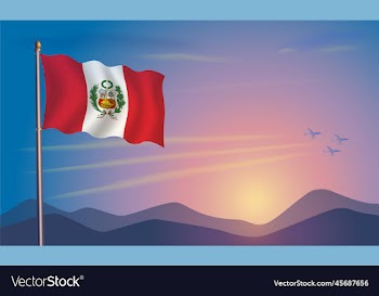 peru flag in the morning sun