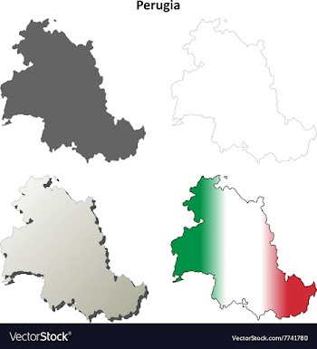 Perugia blank detailed outline map set vector image