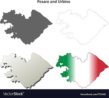 Pesaro and Urbino blank detailed outline map set vector image