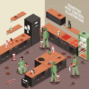 Pest control isometric illustration Free Vector