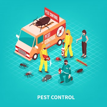 Pest control isometric illustration Free Vector