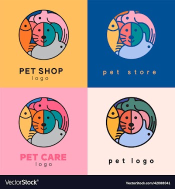 pet animal shop store veterinary clinic flat logo