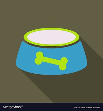 Pet dog bowl flat icon with long shadow vector image