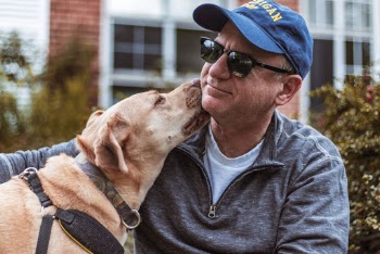 Pet Dog Licking Face of Man