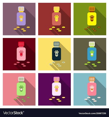 Pet drugs vitamins outline isolated on background vector image