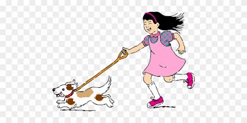 Pet Pets Girl Dog Puppy Running Play Kid C - Girl With Dog Clip Art