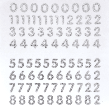 Petite – 1/2″ Silver Glitter Number Sheet -87 per sheet