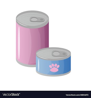 pets food in blue and pink metal containers