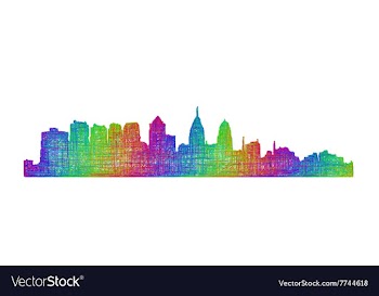 Philadelphia skyline - multicolor line art vector image