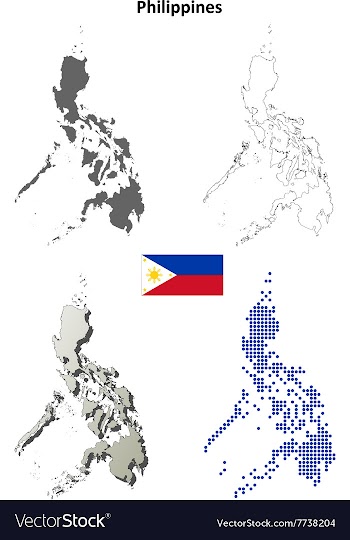 Philippines outline map set vector image