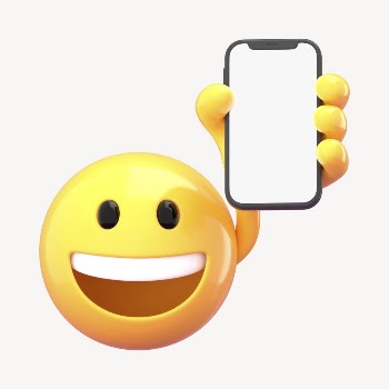 Phone screen mockup, 3D emoji | Free PSD Mockup - rawpixel