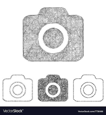Photo icon set - sketch line art vector image