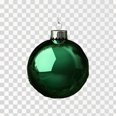 photo of a beautiful green Christmas bauble on a fir branch,