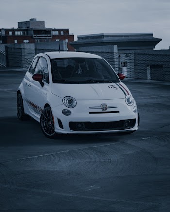 Photo of a Parked White Fiat 500 Abarth