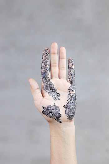 Photo of a Person Showing Mehndi Temporary Tattoo on the hand Palm