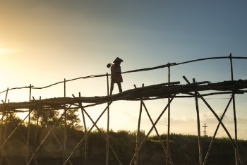 Photo of a Person Standing on Bridge