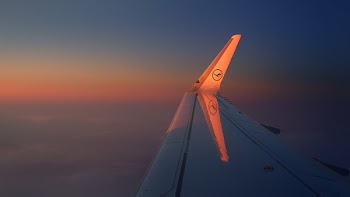 Photo of Aircraft Wing During Dawn