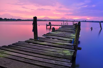 photo of dock during golden hour