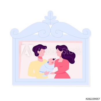 Photo of happy family in the frame