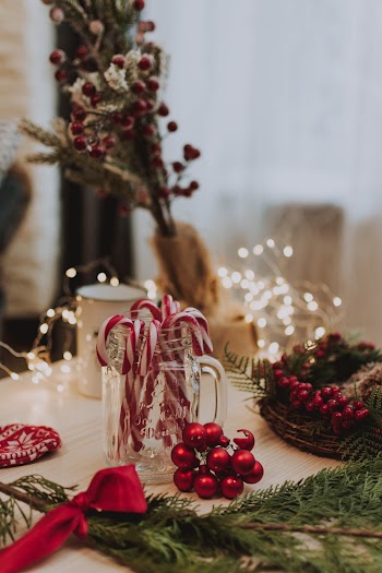 Photo Of Jar With Candies Near Christmas Balls