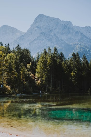 Photo of Lake Near Trees Across Mountain