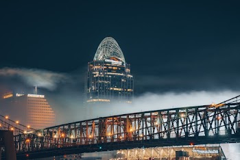 Photo of Lighted Suspension Bridge