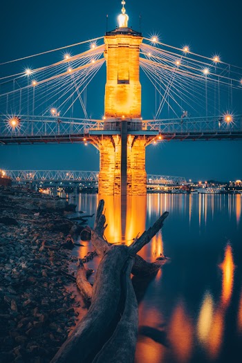 Photo of Lighted Suspension Bridge