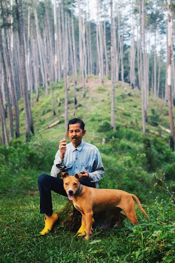 Photo Of Man Sitting Beside Dog