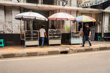 Photo of Man Walking on Sidewalk