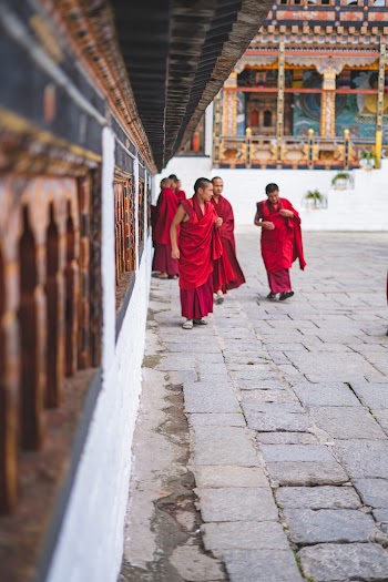Photo of Monks Outside a Temple