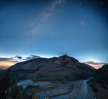 photo of mountain during night time