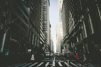 photo of people crossing street