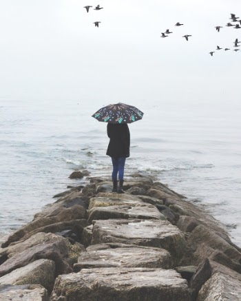 Photo of Person Holding Umbrella Near Body of Water